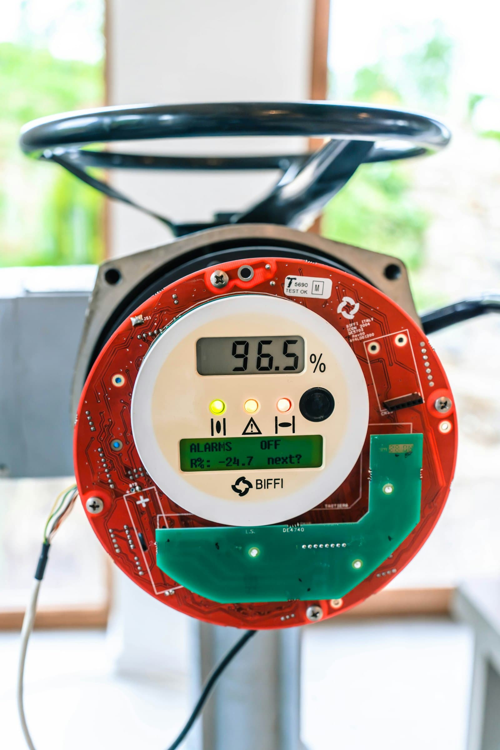 Digital display on an industrial control unit.
